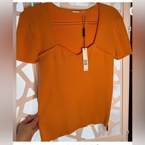 Elie Tahari Vibrant Orange Knit Top
